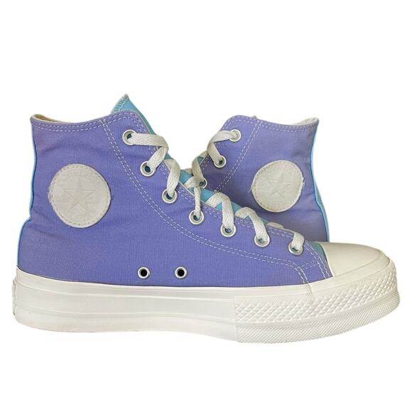 Converse Shoes Women Size 10 CTAS Lift Hi Platform Sneakers Purple Starry Skies - Picture 6 of 7